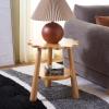 SAFAVIEH Home Collection – Forsythe Natural Brown Accent Table with Lower Shelf, Scalloped Round Design (ACC9201B)(Natural)