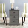 SAFAVIEH Home Collection – Griffin Vintage White Side Table with Three Drawers, Colonial Farmhouse Accent Table, Half-Moon Pull Design (AMH5717C)(Grey)