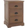 SAFAVIEH Home Collection – Griffin Vintage White Side Table with Three Drawers, Colonial Farmhouse Accent Table, Half-Moon Pull Design (AMH5717C)(Sepia)