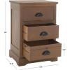 SAFAVIEH Home Collection – Griffin Vintage White Side Table with Three Drawers, Colonial Farmhouse Accent Table, Half-Moon Pull Design (AMH5717C)(Sepia)