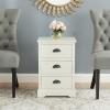 SAFAVIEH Home Collection – Griffin Vintage White Side Table with Three Drawers, Colonial Farmhouse Accent Table, Half-Moon Pull Design (AMH5717C)(White)