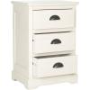 SAFAVIEH Home Collection – Griffin Vintage White Side Table with Three Drawers, Colonial Farmhouse Accent Table, Half-Moon Pull Design (AMH5717C)(White)