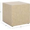 SAFAVIEH Home Collection – Hikari Cube Accent Table with Cream Mosaic Tile Design, Modern Geometric Side Table, Fully Assembled (ACC3229B)(Cream)