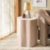 SAFAVIEH Home Collection – Kanon Taupe Base & White Marble Top Accent Table, Sculptural Modern Design, Fully Assembled (ACC3235A)(White/Taupe)
