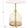 SAFAVIEH Home Collection – Kashi Clear Glass & White Marble Round Side Table, Modern Pedestal Accent Table, Fully Assembled (ACC3217A)(Grey/White)