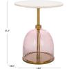 SAFAVIEH Home Collection – Kashi Clear Glass & White Marble Round Side Table, Modern Pedestal Accent Table, Fully Assembled (ACC3217A)(Pink/White)