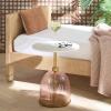 SAFAVIEH Home Collection – Kashi Clear Glass & White Marble Round Side Table, Modern Pedestal Accent Table, Fully Assembled (ACC3217A)(Pink/White)