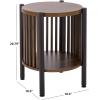 SAFAVIEH Home Collection – Marami Round Accent Table, Walnut Finish Top, Black Metal Legs, Modern Accent Table for Living Room or Bedroom (ACC3601A)(Walnut/Black)