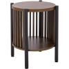 SAFAVIEH Home Collection – Marami Round Accent Table, Walnut Finish Top, Black Metal Legs, Modern Accent Table for Living Room or Bedroom (ACC3601A)(Walnut/Black)