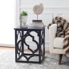 SAFAVIEH Home Collection – Milo Silver Leaf Trellis End Table, Quatrefoil Open Frame Accent Table, Fully Assembled (AMH1508A)(Black)