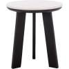 SAFAVIEH Home Collection – Sanji Marble Top Accent Table, Round Modern Side Table, White Marble & Natural Wood Base (ACC3737A)(White/Black)