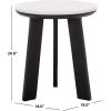 SAFAVIEH Home Collection – Sanji Marble Top Accent Table, Round Modern Side Table, White Marble & Natural Wood Base (ACC3737A)(White/Black)