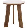SAFAVIEH Home Collection – Sanji Marble Top Accent Table, Round Modern Side Table, White Marble & Natural Wood Base (ACC3737A)(White/Brown)
