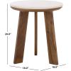 SAFAVIEH Home Collection – Sanji Marble Top Accent Table, Round Modern Side Table, White Marble & Natural Wood Base (ACC3737A)(White/Brown)