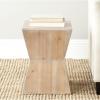 SAFAVIEH Home Collection Lotem Ash Grey Geometric Square Top Side End Accent Table(Honey Natural)