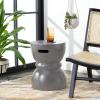 SAFAVIEH Outdoor Collection Haruki Modern Dark Grey Concrete Round Accent Table (Fully Assembled)(Grey)