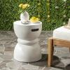 SAFAVIEH Outdoor Collection Haruki Modern Dark Grey Concrete Round Accent Table (Fully Assembled)(Ivory)