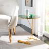 Safavieh Home Collection Sionne Yellow and Gold Round C Accent Table(Hunter Green / Gold)