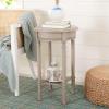 Safavieh Home Collection Tinsley Greige Bottom Shelf Round Accent Table ACC5717A, 15.8″ W x 15.8″ L x 26″ H(Greige)