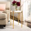 Safavieh Home Jenesis White Marble and Gold Round Accent Table
