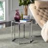 Safavieh Home Teagan Chrome Glass Top Hexagon End Table