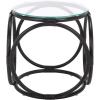 SAFAVIEH Home Collection – Alesha Round Accent Table, Black Rattan Open Base with Tempered Glass Top, Fully Assembled Accent Table for Living Room or Bedroom (ACC9902A)(Black/Glass)