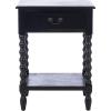 SAFAVIEH Home Collection – Athena Distressed White Accent Table with Drawer & Shelf, Farmhouse Storage Nightstand, Turned Leg Design (ACC5703A)(Black)
