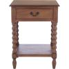 SAFAVIEH Home Collection – Athena Distressed White Accent Table with Drawer & Shelf, Farmhouse Storage Nightstand, Turned Leg Design (ACC5703A)(Brown)