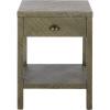 SAFAVIEH Home Collection – Epke Natural Brown 1-Drawer 1-Shelf Accent Table, Woven Raffia Design, Fully Assembled (ACC6616A)(Turquoise)