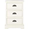 SAFAVIEH Home Collection – Griffin Vintage White Side Table with Three Drawers, Colonial Farmhouse Accent Table, Half-Moon Pull Design (AMH5717C)(White)