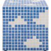 SAFAVIEH Home Collection – Hikari Cube Accent Table with Cream Mosaic Tile Design, Modern Geometric Side Table, Fully Assembled (ACC3229B)(Light Blue/White)