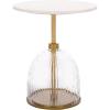 SAFAVIEH Home Collection – Kashi Clear Glass & White Marble Round Side Table, Modern Pedestal Accent Table, Fully Assembled (ACC3217A)(Clear/White)
