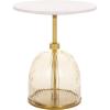 SAFAVIEH Home Collection – Kashi Clear Glass & White Marble Round Side Table, Modern Pedestal Accent Table, Fully Assembled (ACC3217A)(Grey/White)