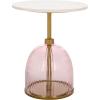 SAFAVIEH Home Collection – Kashi Clear Glass & White Marble Round Side Table, Modern Pedestal Accent Table, Fully Assembled (ACC3217A)(Pink/White)
