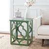 SAFAVIEH Home Collection – Milo Silver Leaf Trellis End Table, Quatrefoil Open Frame Accent Table, Fully Assembled (AMH1508A)(Green)