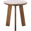 SAFAVIEH Home Collection – Sanji Marble Top Accent Table, Round Modern Side Table, White Marble & Natural Wood Base (ACC3737A)(White/Brown)
