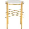 Safavieh Home Jenesis White Marble and Gold Round Accent Table