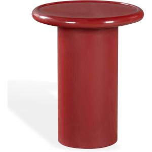 SAFAVIEH Couture Collection – Lolita Red Concrete Accent Table, Modern Round Top Side Table, High Gloss Finish, Fully Assembled (SFV2622C)(Red)
