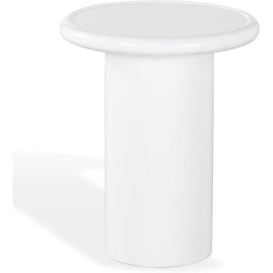 SAFAVIEH Couture Collection – Lolita Red Concrete Accent Table, Modern Round Top Side Table, High Gloss Finish, Fully Assembled (SFV2622C)(White)