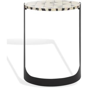 SAFAVIEH Couture Collection – Tomlinson Black & White Metal Accent Table, Sculptural Modern Side Table, High-Gloss Resin Round Top, Fully Assembled (SFV6805A)(Black/White)