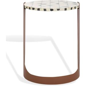 SAFAVIEH Couture Collection – Tomlinson Black & White Metal Accent Table, Sculptural Modern Side Table, High-Gloss Resin Round Top, Fully Assembled (SFV6805A)(Brown/White)
