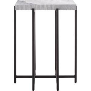 SAFAVIEH Home Collection – Aloha Side Table with Grey Marble Top & Black Iron Base, Modern Accent Table, Fully Assembled (ACC3748A)(Grey/Black)