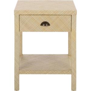 SAFAVIEH Home Collection – Epke Natural Brown 1-Drawer 1-Shelf Accent Table, Woven Raffia Design, Fully Assembled (ACC6616A)(Natural)