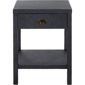 SAFAVIEH Home Collection – Epke Natural Brown 1-Drawer 1-Shelf Accent Table, Woven Raffia Design, Fully Assembled (ACC6616A)(Navy)
