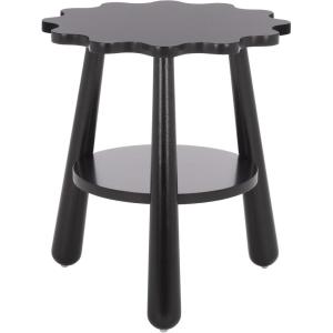 SAFAVIEH Home Collection – Forsythe Natural Brown Accent Table with Lower Shelf, Scalloped Round Design (ACC9201B)(Black)