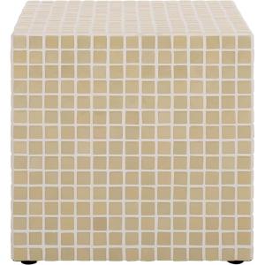 SAFAVIEH Home Collection – Hikari Cube Accent Table with Cream Mosaic Tile Design, Modern Geometric Side Table, Fully Assembled (ACC3229B)(Cream)
