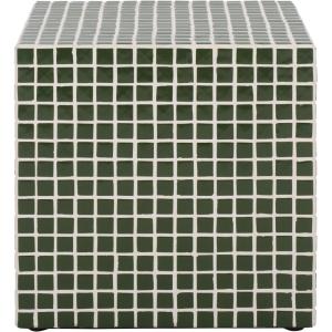 SAFAVIEH Home Collection – Hikari Cube Accent Table with Cream Mosaic Tile Design, Modern Geometric Side Table, Fully Assembled (ACC3229B)(Dark Green)