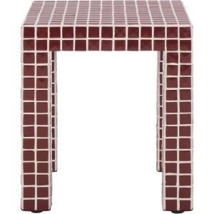 SAFAVIEH Home Collection – Hotaru Accent Table with Bordeaux Mosaic Tile Finish, Modern Square Side Table, Fully Assembled (ACC3231C)(Bordeaux)