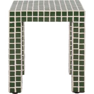 SAFAVIEH Home Collection – Hotaru Accent Table with Bordeaux Mosaic Tile Finish, Modern Square Side Table, Fully Assembled (ACC3231C)(Dark Green)