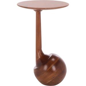 SAFAVIEH Home Collection – Irachi Solid Wood Accent Table with Sculptural Round Base in Walnut Finish, Modern Side Table, Fully Assembled (ACC3227A)(Walnut)